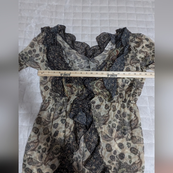 Anthropologie Let Me Be Hi -lo Button Up Ruffle Polyester  Blouse Womens Large - Picture 6 of 11